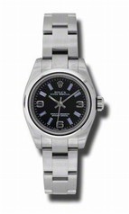 Rolex Black Dial Stainless Steel Oyster Bracelet Ladies Watch 176200BKBLSAO