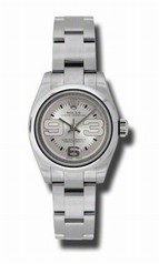Rolex No Date Silver Oversized Arabic Dial Domed Bezel Stainless Steel Oyster Bracelet Ladies Watch 176200S369O