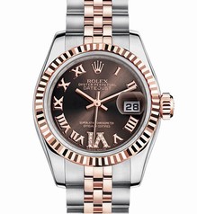 Rolex Lady-Datejust Chrocolate Diamond Dial Steel and 18K Everose Gold Automatic Watch 179171CHRDJ