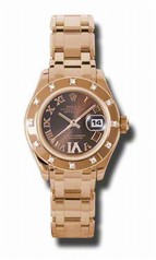 Rolex Datejust Chocolate Brown Roman Diamond Dial 18kt Pink Gold Automatic Ladies Watch 80315BRRDPM