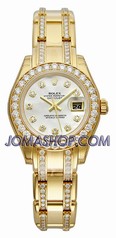 Rolex Masterpiece Mother of Pearl Diamond Dial and Bezel Diamond Pearl Master 18k Yellow Gold Bracelet Watch 80298.74948MDDO