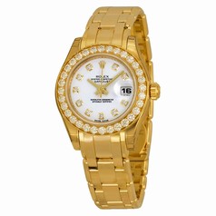 Rolex Lady-Datejust Pearlmaster White Dial 18K Yellow Gold Diamond Watch 80298WDPM