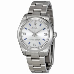 Rolex No Date Silver Arabic and Blue Stick Dial Stainless Steel Oyster Bracelet Watch 177200SABLSO