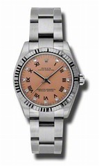 Rolex No-Date Pink Diamond Dial Automatic White Gold Bezel Stainless Steel Ladies Watch 177234PRDO