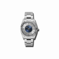 Rolex Oyster Perpetual 36 mm Silver and Blue Concentric Dial Stainless Steel Automatic Men's Watch 116034SBLAO