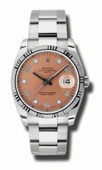 Rolex Oyster Perpetual Date Pink Dial Fluted 18k White Gold