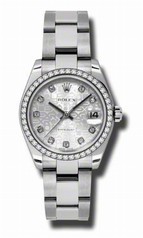 Rolex Silver Jubilee Diamond Dial 18kt White Gold Diamond Bezel Ladies Watch 178384SJDO