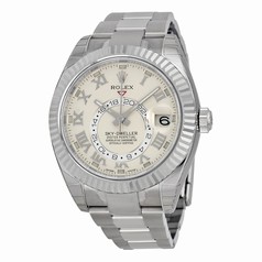 Rolex Sky Dweller Ivory Roman Dial GMT 18k White Gold Men's Watch 326939IVRO
