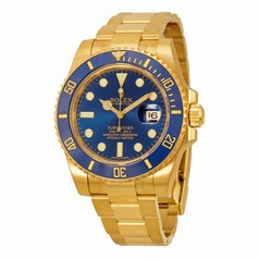 Rolex Submariner Blue Dial 18kt Yellow Gold Oyster Bracelet Men's Watch 116618BLSO