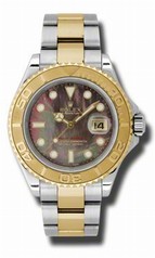 Rolex Yacht Master Dark Mother of Pearl Dial Stainless Steel 18kt Yellow Gold Oyster Men's Watch 16623BKMSO