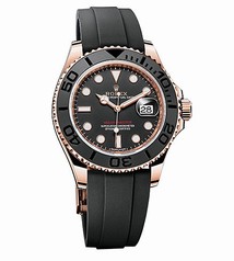 Rolex Yacht-Master Black Dial 18K Everose Gold Rubber Strap Automatic Men's Watch 116655BKSRS