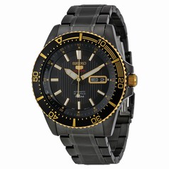 Seiko 5 Black Dial Black Ion-plated Men's Watch SRP558
