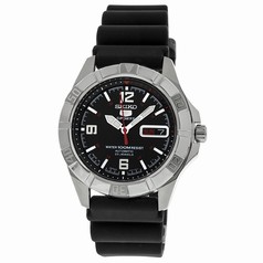 Seiko 5 Black Dial Stainless Steel Black Rubber Automatic Men's Watch SNZD23J1