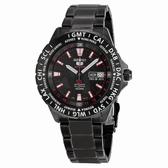 Seiko 5 Sports Black Dial Black-Tone Stainless Steel Men's Watch SRP437