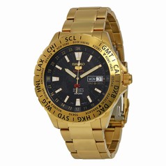 Seiko 5 Sports Black Dial Gold-Tone Stainless Steel Men's Watch SRP440