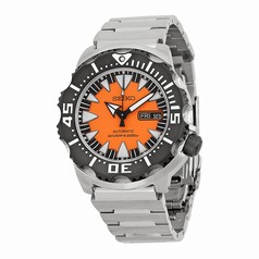 Seiko Black and Orange Dial Stainless Steel Men's Watch SRP315K2