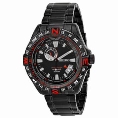 Seiko Black and Red Dial Black PVD Stainless Steel Men's Watch SSA113