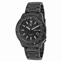 Seiko Black Dial GMT Tachymeter Black PVD Stainless Steel Mens Watch SSA007