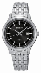 Seiko Black Dial Stainless Steel Quartz Men's Watch SUR795