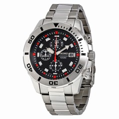 Seiko Chronograph Black Dial Stainless Steel Men's Watch SNDD95