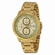 Seiko Chronograph Champagne Dial Gold-plated Men's Watch SKS450