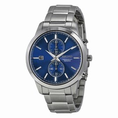 Seiko Chronograph Metallic Blue Dial Stainless Steel Men's Watch SNN273