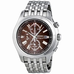 Seiko Chronograph Stainless Steel Brown Dial Men's Watch SNAE51P1