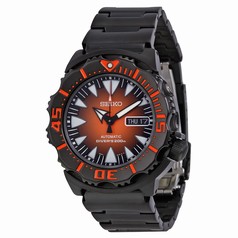 Seiko Divers Automatic Orange Sunburst Dial Black Steel Men's Watch SRP311