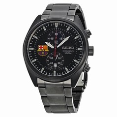 Seiko FCB Barcelona Chronograph Black Dial Black Ion-plated Men's Watch SNN267