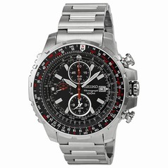 Seiko Flight Computer Chronograph Black Dial Stainless Steel Men's Watch SNAD05