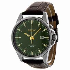Seiko Kinetic Green Dial Leather Men's Watch SKA533