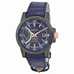 Seiko Premier Kinetic Blue Black Dial Blue Leather Men's Watch SRG012