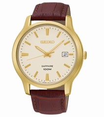 Seiko Sapphire Beige Dial Brown Leather Men's Watch SGEH44