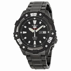 Seiko Series 5 Black Dial Black Ion-plated Men's Watch SRP477