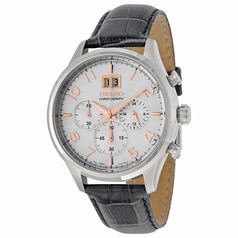 Seiko Silver Dial Chronograph Gray Leather Men's Watch SPC087