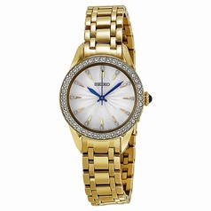 Seiko Silver Dial Gold-Tone Stainless Steel Crystals Ladies Watch SRZ386
