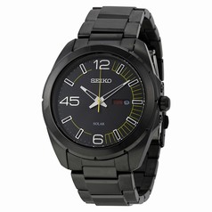 Seiko Solar Black Dial Black-plated Men's Watch SNE287