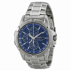 Seiko Solar Blue Dial Chronograph Stainless Steel Men's Watch SSC141