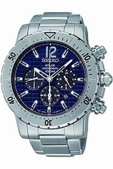 Seiko Solar Chronograph Blue Dial Stainless Steel Men's Watch SSC221P1