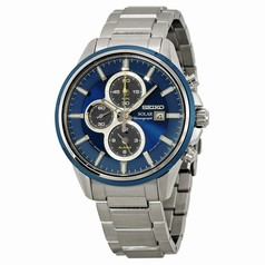 Seiko Solar Chronograph Blue Dial Stainless Steel Men's Watch SSC253