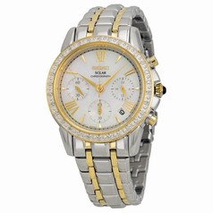 Seiko Solar Chronograph Mother of Pearl Dial Two-tone Ladies Watch SSC892