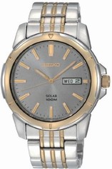 Seiko Solar Gray Dial Two-Tone Stainless Steel Men's Watch SNE098
