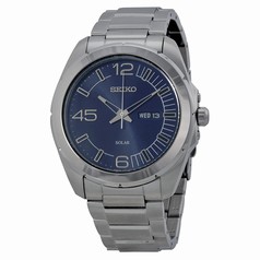 Seiko Solar Metallic Blue Dial Stainless Steel Men's Watch SNE337