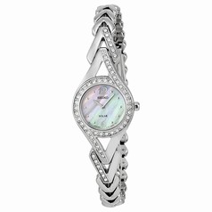 Seiko Solar Mother Of Pearl Dial Stainless Steel With Diamonds Ladies Watch SUP173