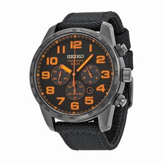 Seiko Sport Solar Black and Orange Dial Chronograph Men's Watch SSC233