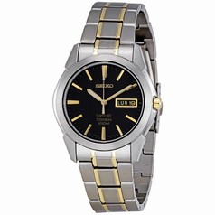 Seiko Two-tone Titanium Black Dial Men's Watch SGG735