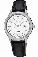 Seiko White Dial Black Crocodile Leather Quartz Ladies Watch SUR791
