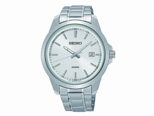 Seiko White Dial Stainless Steel Quartz Men's Watch SUR151