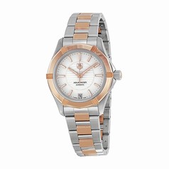 Tag Heuer Aquaracer White Dial Stainless Steel and 18kt Rose Gold Ladies Watch WAP2350BD0838