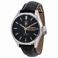 Tag Heuer Carrera Automatic Black Dial Black Leather Men's Watch WAR201CFC6266